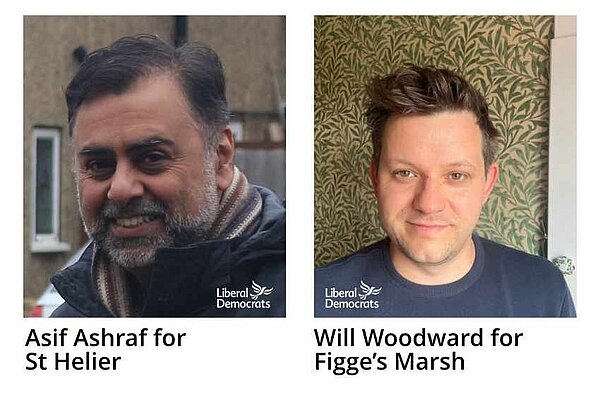 Lib Dem by election candidates. Asif Ashraf for St Helier, Will Woodward for Figge's Marsh